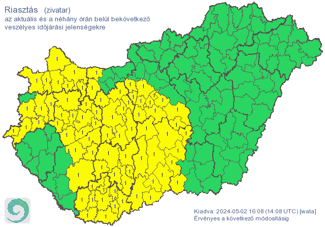 Az ország nyugati felére a riasztást is kiadták zivatarveszély miatt / Fotó: MET.hu