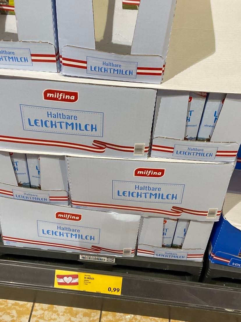 Čitateľka odfotila mlieko na nákupoch v Rakúsku.