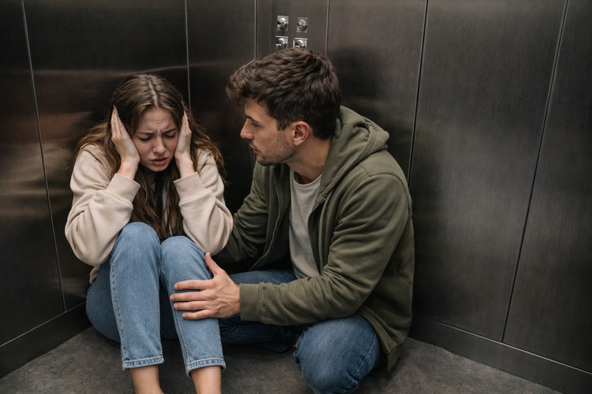 Nije retka pojava da se lift zaglavi i da dođe do napada panike; ilustracija