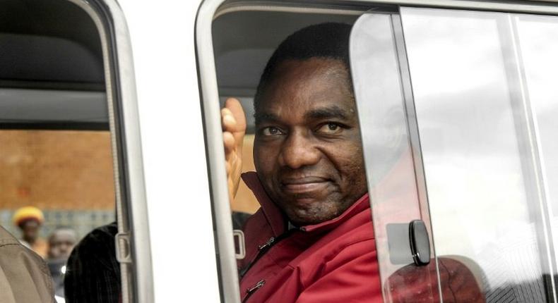 Hakainde Hichilema, seen here leaving court, told the magistrate he was attacked and tear-gassed by police when he was arrested on April 11