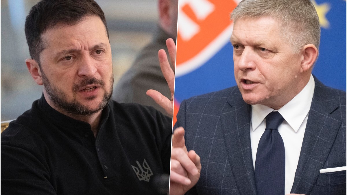 Ukrajinský prezident Volodymyr Zelenskyj a slovenský premiér Robert Fico.