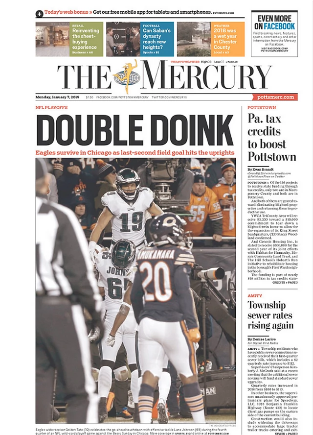 Eagles' Playoff Wild Card Win Over Bears in Newspaper Front Pages