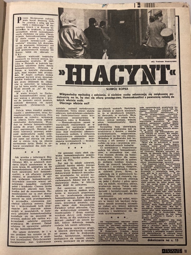 Funkcjonariusze nakłaniali gejów do współpracy. Na zdjęciu artykuł z tygodnika Milicji Obywatelskiej „W Służbie Narodu nr 2, styczeń 1986 r.