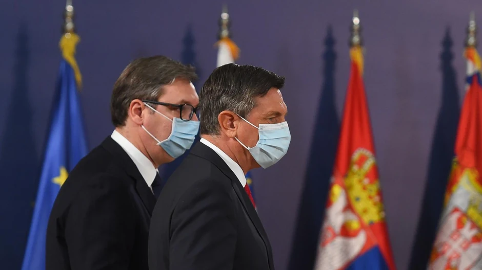Pahor sa predsednikom Srbije tokom posete Beogradu