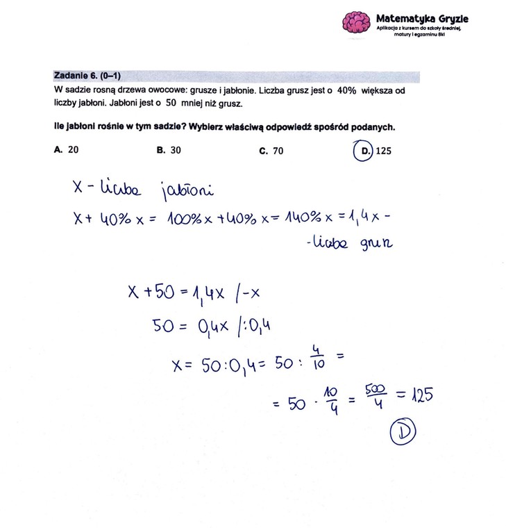 Egzamin ósmoklasisty 2023 z matematyki. Zadanie nr 6