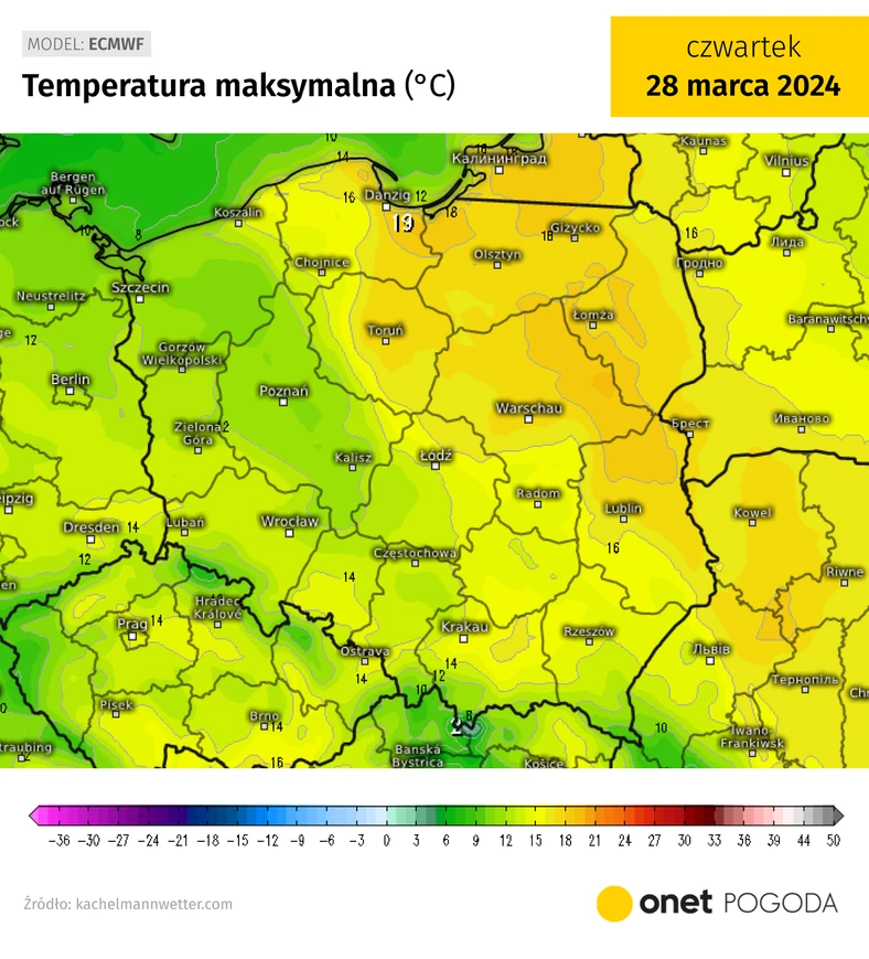 Czwartek będzie chłodniejszy na zachodzie i południu, a cieplejszy na wschodzie i północy