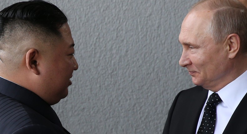 Kim Jong Un (left) and Vladimir Putin (right).Mikhail Svetlov via Getty Images