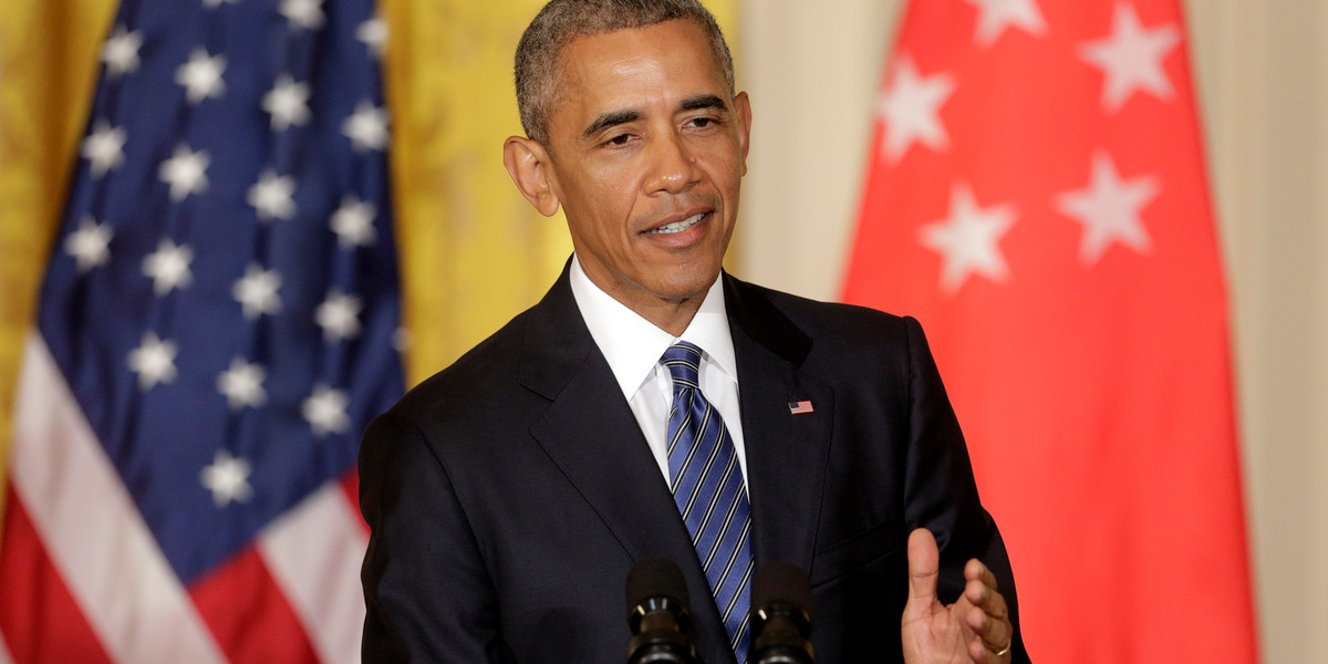 President Barack Obama at a press conference at the White House.