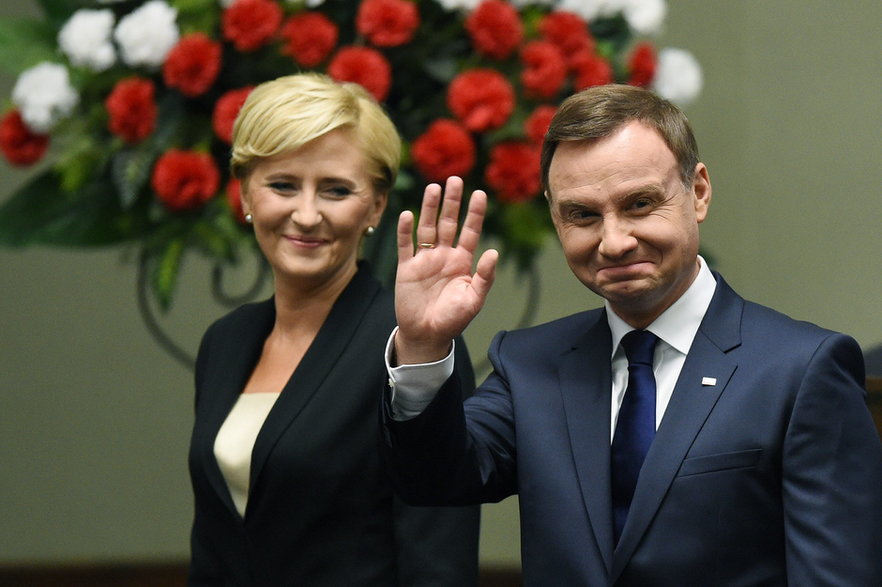 Agata Kornhauser-Duda i Andrzej Duda w 2015 r.