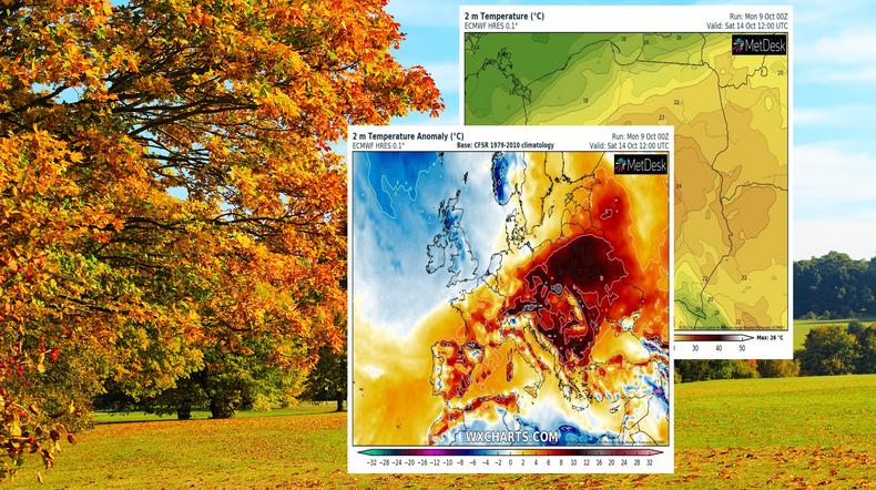 Do Polski w tym tygodniu wrócą letnie temperatury (mapy: wxcharts.com)