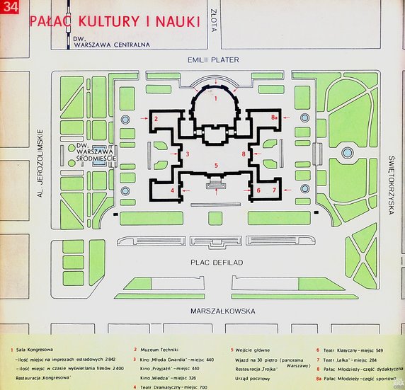 Plan Pałacu Kultury i Nauki z 1970 r.