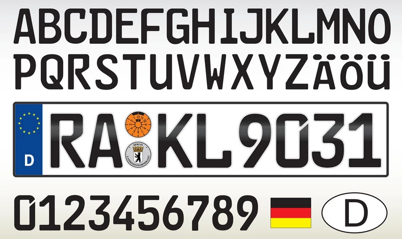 Czcionka FE-Schrift stosowana na niemieckich tablicach