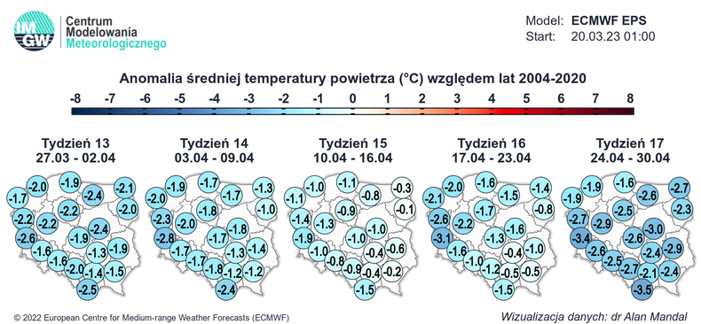 Prognozy podtrzymują dominację chłodu w kwietniu