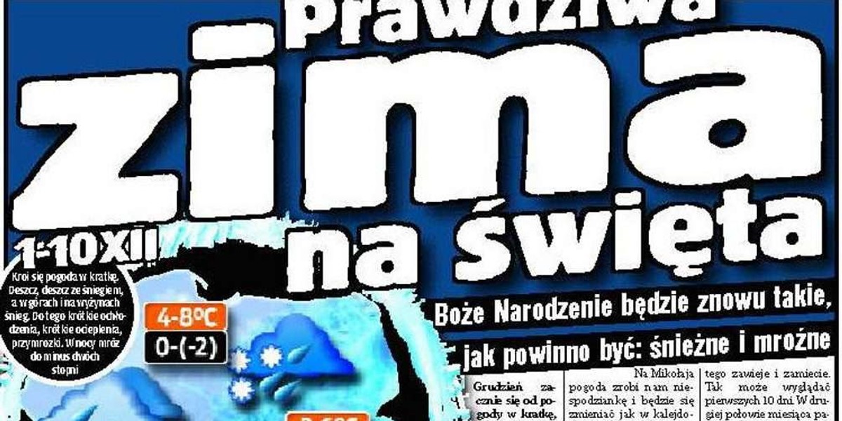 Zima przyjdzie na święta