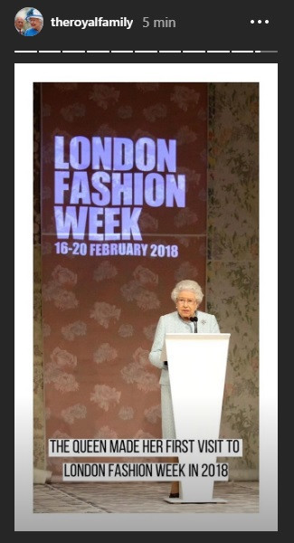 Królowa Elżbieta II na London Fashion Week