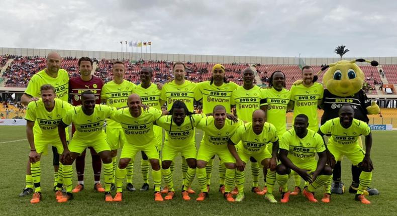 Victor Ikpeba, Emmanuel Adebayor shine as Borussia Dortmund Legends draw 2-2 with African Giants