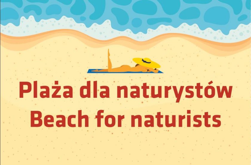 Takie tablice informują o plaży dla naturystów