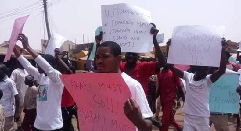 Youths protest against Senate President, Bukola Saraki in Yobe