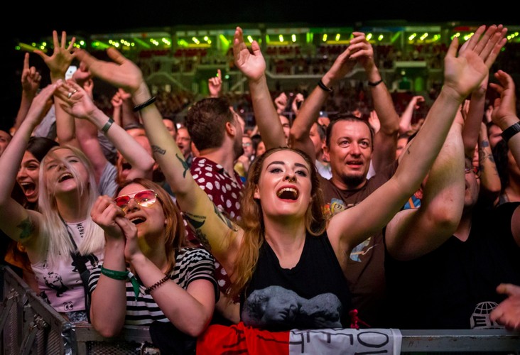 Arcade Fire podczas koncertu w stolicy Węgier, Budapeszcie. 17 czerwca 2018