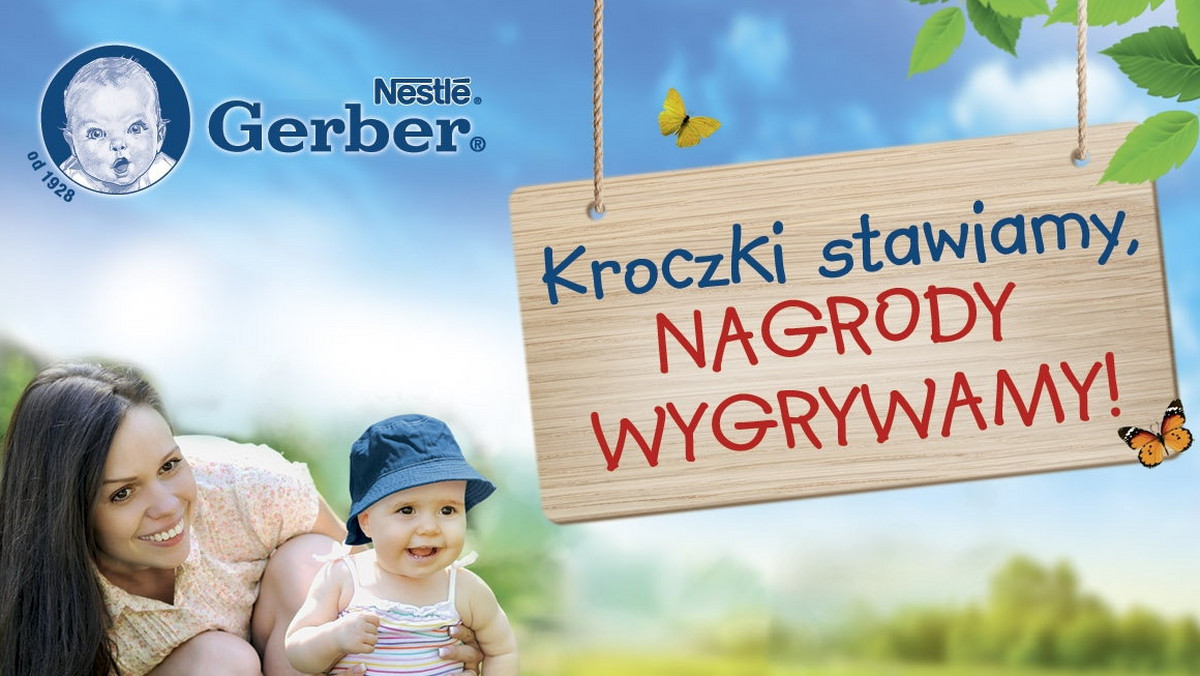 Właśnie wystartowała ogólnopolska akcja promocyjna marki Gerber pod hasłem "Kroczki stawiamy, nagrody wygrywamy". Obejmuje ona LOTERIĘ Z NAGRODAMI oraz akcję ZBIERAJ RABATY.