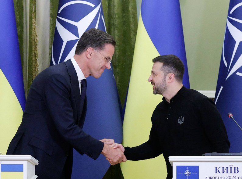 Szef NATO Mark Rutte oraz prezydent Ukrainy Wołodymyr Zełenski