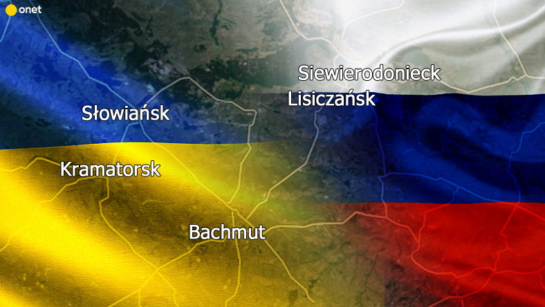 Siewierodonieck, Lisiczańsk, Bachmut, Słowiańsk i Kramatorsk na mapie Donbasu