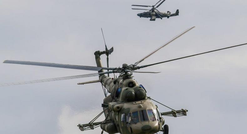Russian Air Force Mil Mi-8 and Kamov Ka-52 Alligator attack helicopterLeonid Faerberg/SOPA Images/LightRocket via Getty Images