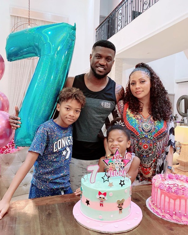 Okoye and Lola Omotayo got married in 2013 in a well-attended wedding.They are blessed with two children, Cameron and Aliona. [Instagram/PeterPsquare]