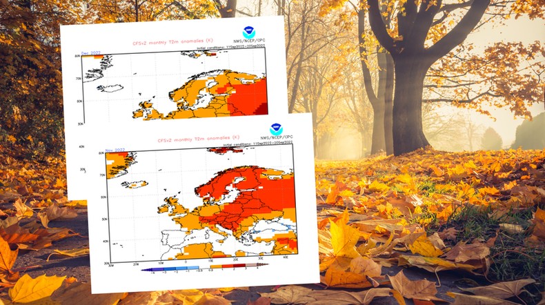 Jesień powinna być dość ciepła, ze zróżnicowanymi opadami (mapy: NOAA)