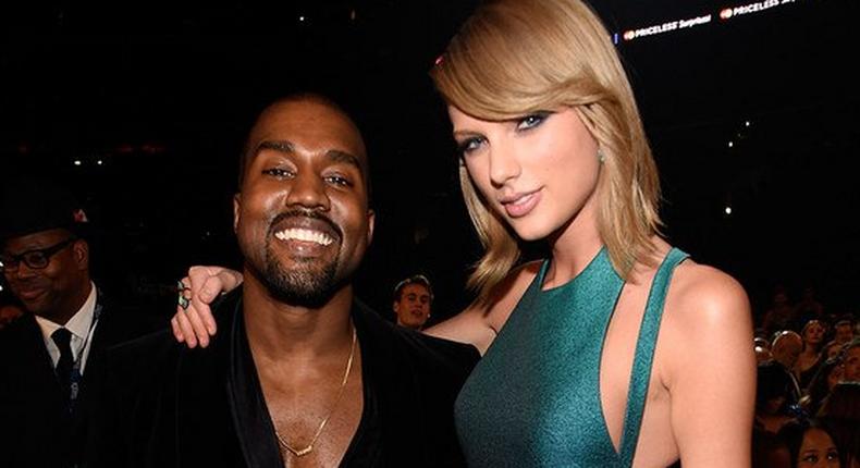 Kanye West and Taylor Swift at the 2015 Grammy's