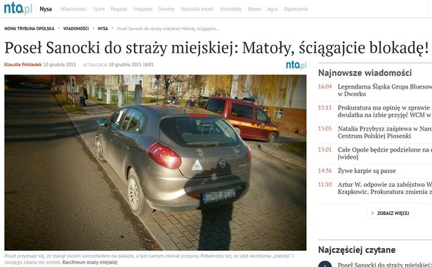 Poseł Janusz Sanocki zwymyślał strażników. "Matoły, ściągajcie blokadę! Wsadźcie ją sobie w d..."