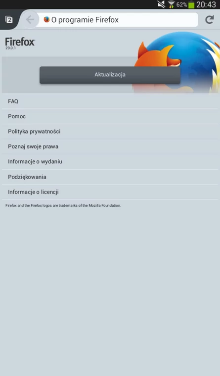 Nowy Firefox na smartfonie