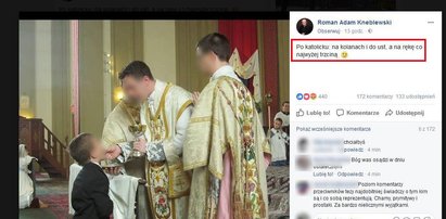 "Na kolanach i do ust". Burza po wpisie księdza z Bydgoszczy