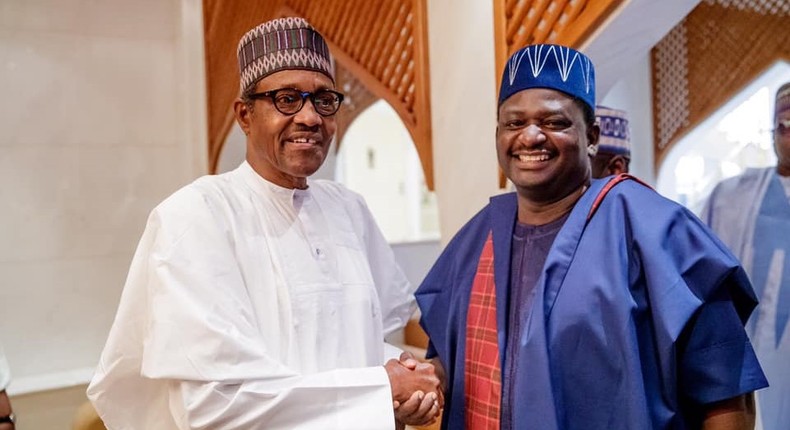 President Muhammadu Buhari and Femi Adesina [Presidency]