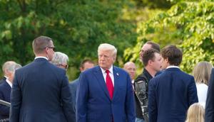 Donald Trump visiting Arlington National Cemetery to pay tribute to the 13 servicemembers killed during the Afghanistan evacuation.NurPhoto/Getty Images