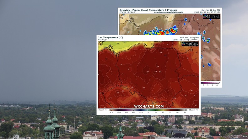 Przed nami najdłuższa tego lata fala upałów (mapy: wxcharts.com)