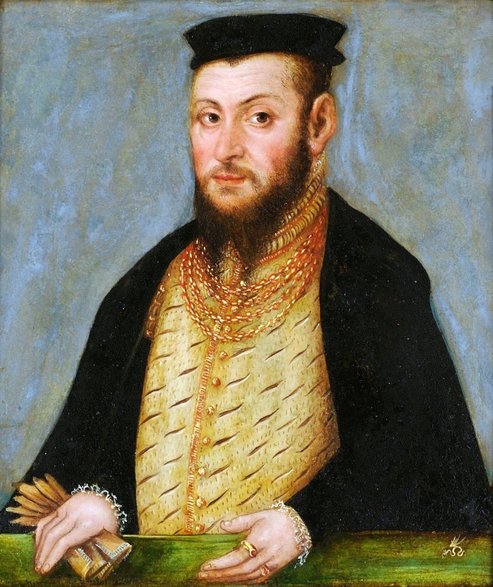 Portret Zygmunta Augusta ok. 1553 roku z warsztatu Łukasza Cranacha Młodszego.