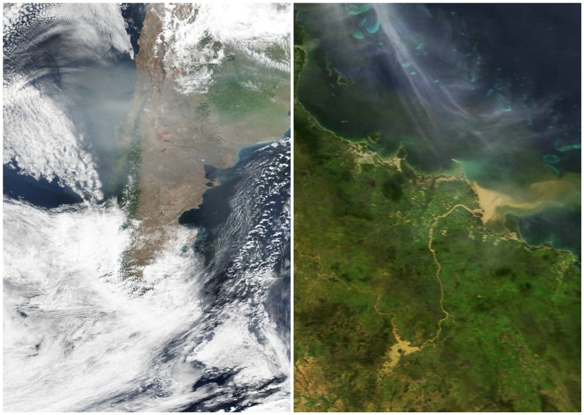 Dim od požara i poplave na satelitskim slikama