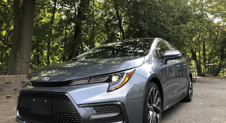 Behold! The 2020 Toyota Corolla XSE, in Celestite Gray Metallic livery. Celestite, for the record, is a mineral that's admired for its delicate blue color — it's also the most poetic automotive paint tone that I've come across in a while.