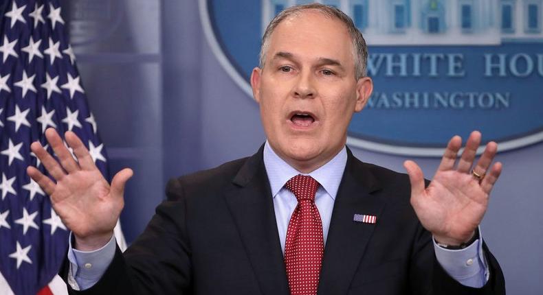 EPA Administrator Scott Pruitt answers a barrage of questions about President Donald Trump's decision to withdraw from the Paris climate agreement.