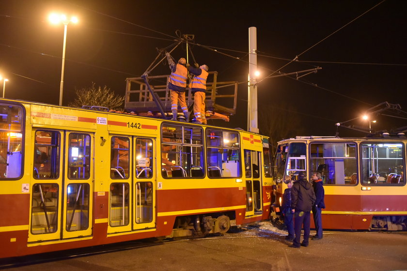 czołowe zderzenie tramwajów na Limanowskiego