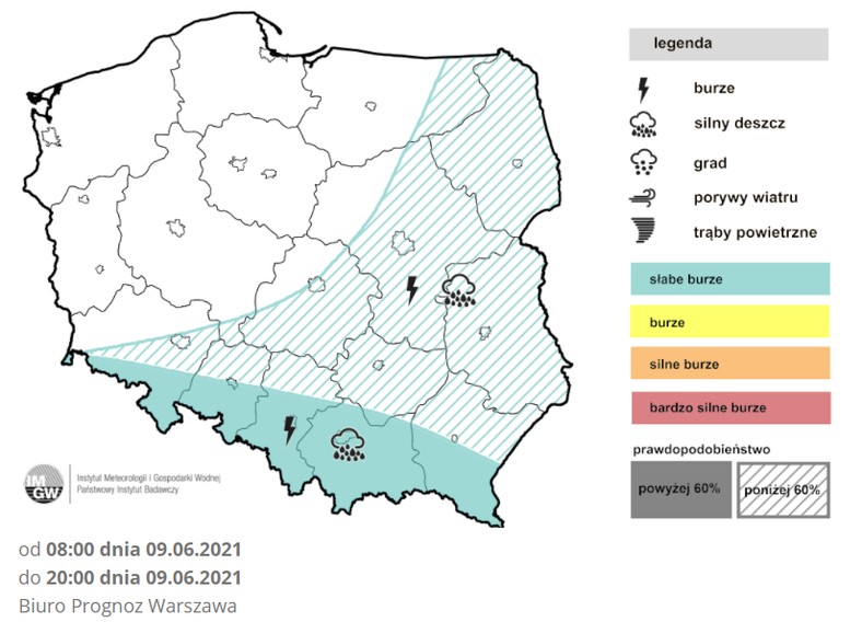 Prognoza burz IMGW na środę