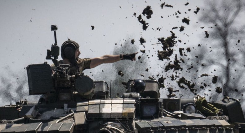 Ukrainian crews operate and fire the tanks on ranges in tough terrain conditions as the Russia-Ukraine war continues in Donetsk Oblast, Ukraine on April 26, 2023.Muhammed Enes Yildirim/Anadolu Agency via Getty Images