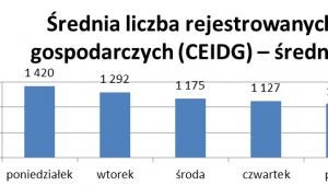 Średnia liczba rejestrowanych działalności