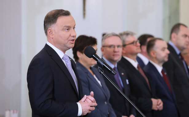 Andrzej Duda podczas mianowania niwych ministrów