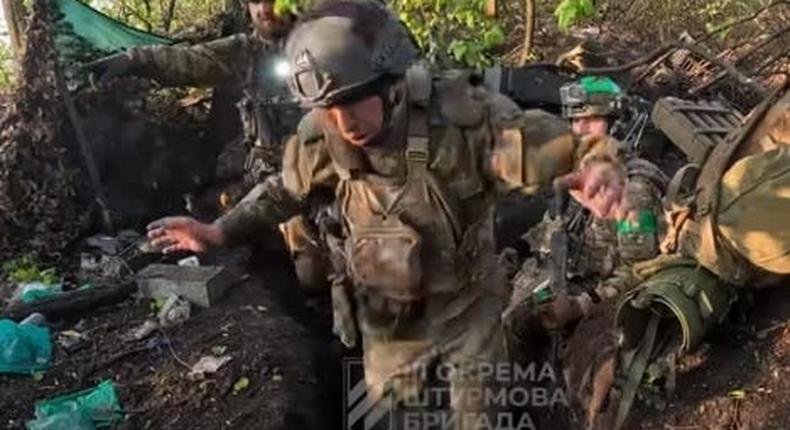 Screenshot from Ukraine's 3rd Assault Brigade's video in which Russian soldiers are captured in the Vovchansk region.Ukraine's 3rd Assault Brigade