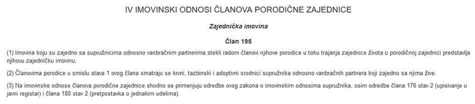 Izvod Porodičnog zakona