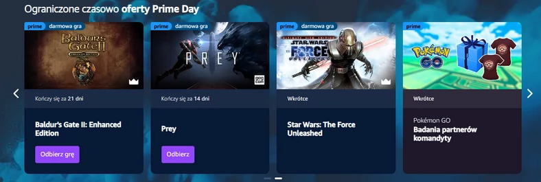 Amazon Prime to między innymi darmowe gry za darmo co miesiąc.