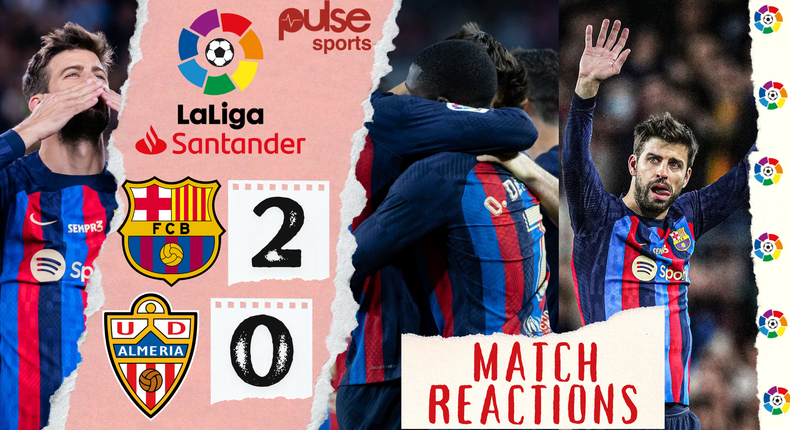 Gerard Pique said farewell to Barcelona in their 2-0 win against Almeria on Saturday in La Liga