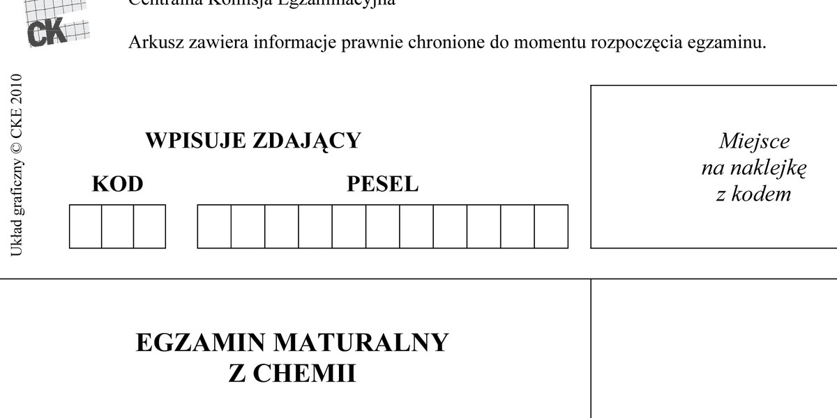 arkusze egzamin maturalny z chemii